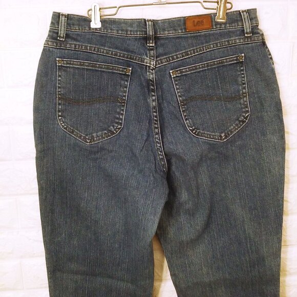 Y2K Lee Denim Mom Jeans Bootcut Lady-14M(32x32) Stretch Soft-Worn 5-Pocket Fray - Picture 7 of 12